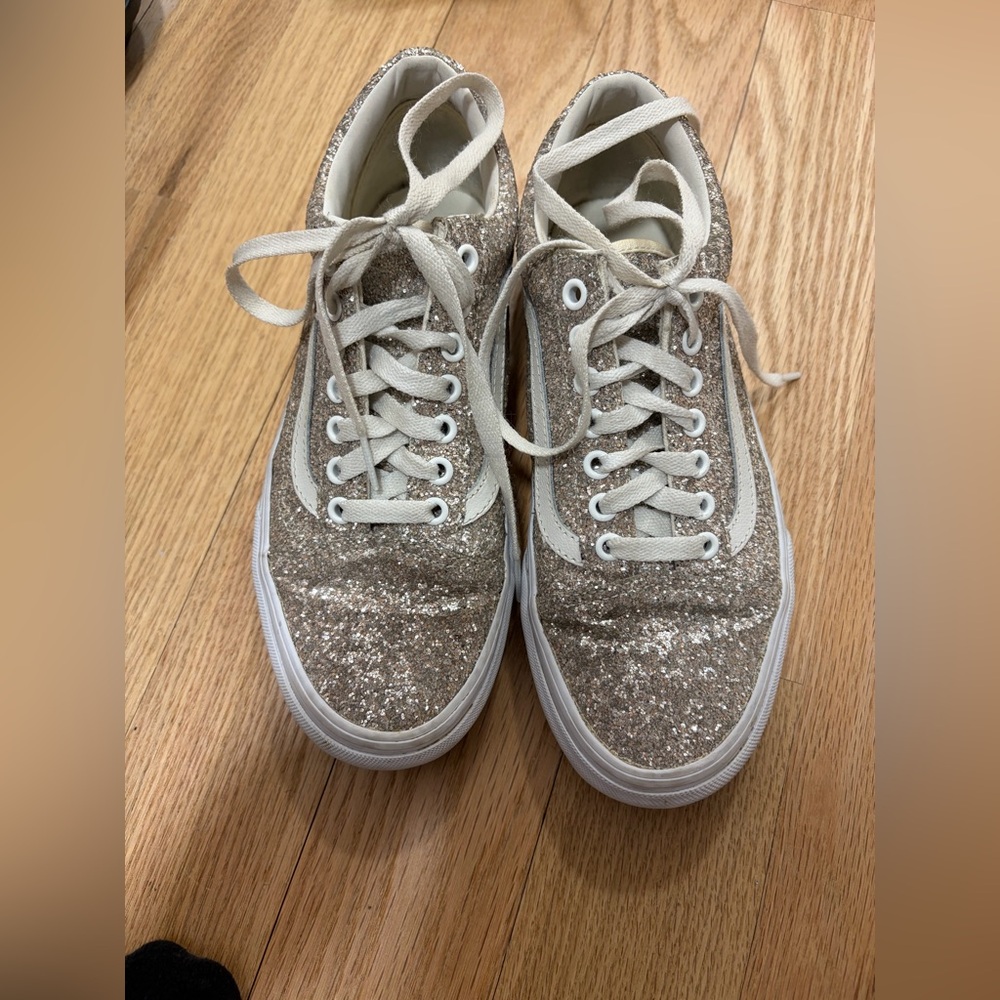 Vans Old Skool Glitter Low-Top Sneakers - silver with White 8.5Women